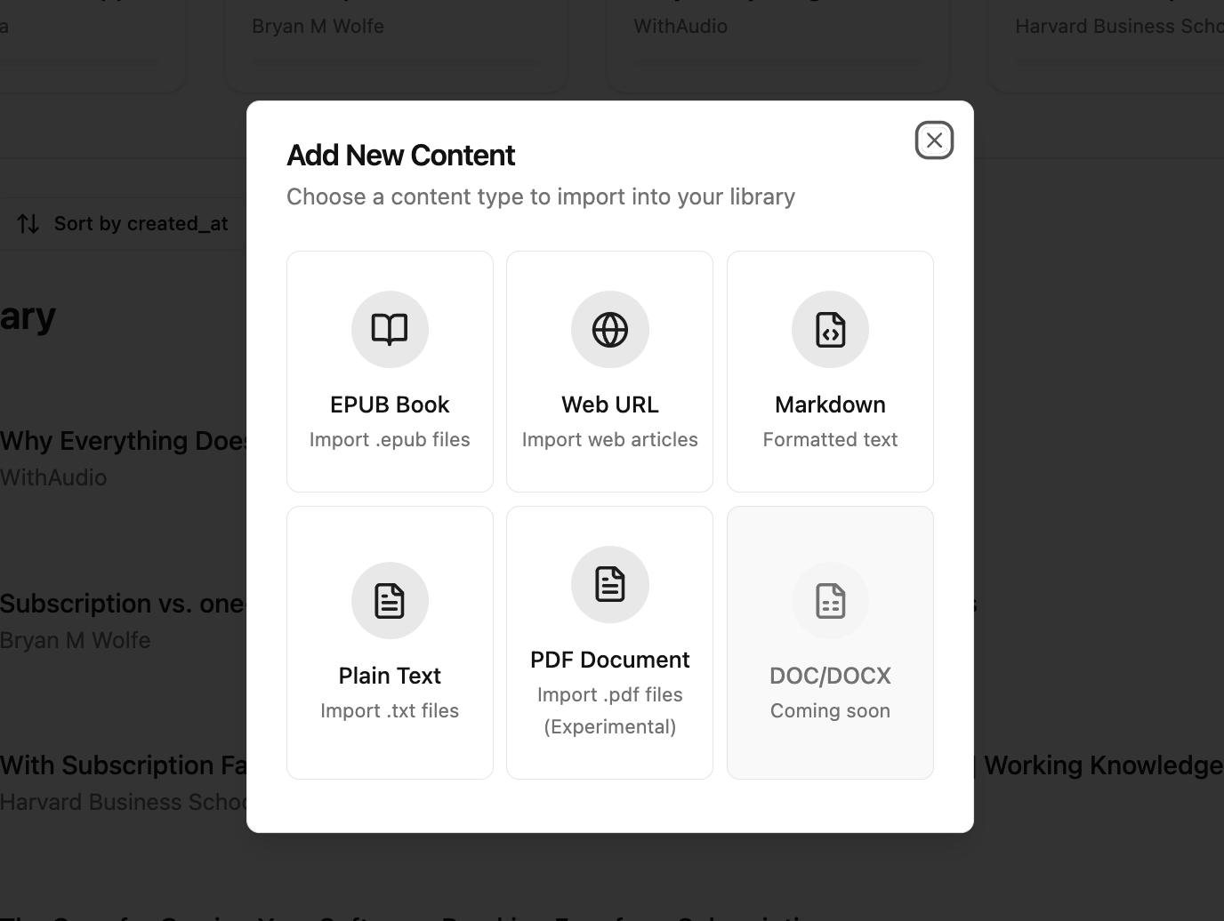 Add content screen